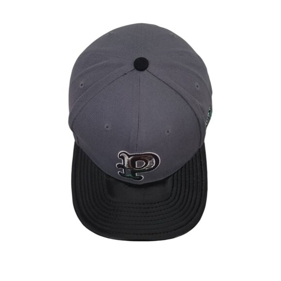 Pink + Dolphin Strapback Baseball Hat Patent Bill Embroidered P Logo Gray Black - Picture 7 of 8
